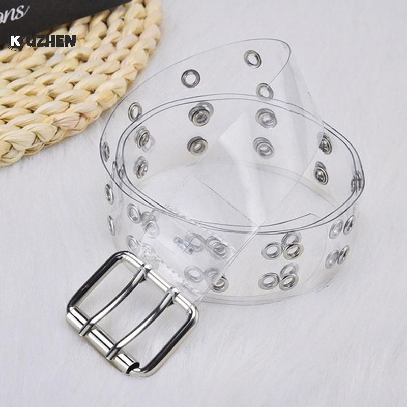 KUZHEN Laser Trong Suốt Ba Chiều Nữ Thắt Lưng Punk Pin Bule Dây Thắt Lưng HOT
