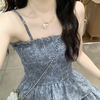 Váy Liền Hai Dây Hoa Kiểu Pháp Dopamine, Váy Bánh Ngọt Mùa Hè Cho Nữ kiểu Dáng thanh Lịch nhẹ nhàng