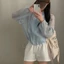 Áo khoác chống nắng PYCOU, Áo khoác có mũ trùm đầu mỏng chấm bi, tay bong bóng dài thoáng khí dáng rộng vừa vặn Áo khoác khô nhanh