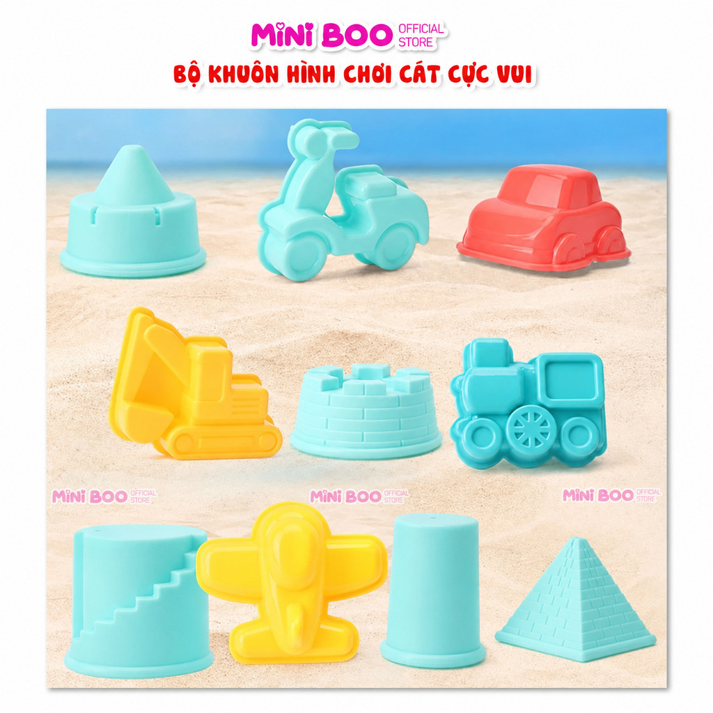 Bộ đồ chơi xúc cát đi biển Little Boo – Nhiều chi tiết kèm xô, xẻng, khuôn đúc cho bé trai, bé gái