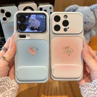 Sơn Dầu Mini Voi Điện Thoại Trường Hợp + Gương Đứng Cho iPhone 17 16 15 14 13 12 11 Pro Max