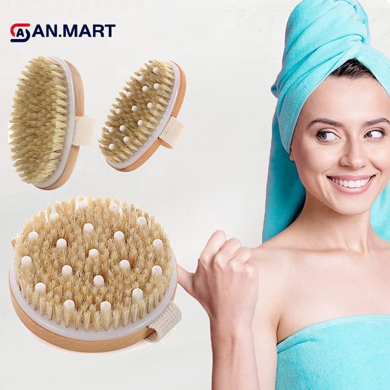 AN.MART 1 Cái Tẩy Tế Bào Chết Bằng Gỗ Massage Toàn Thân Bàn Chải Tắm Lông Tự Nhiên Mềm SPA Người Phụ Nữ Người Phụ Nữ Chăm Sóc Da Ướt Khô Body Brush VN
