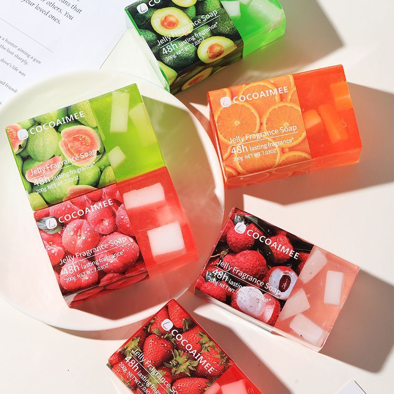 Hương Vị Trái Cây Hương Thơm Xà Phòng Trong Suốt ổi Nho Đào Lychee Cam Dâu Tây Hương Thơm Lâu Dài Tắm Rửa Tay Làm Sạch
