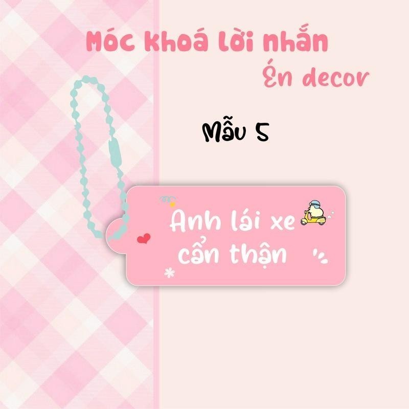 Móc khoá lời nhắn nền hồng  sieu cute - trí decor shop