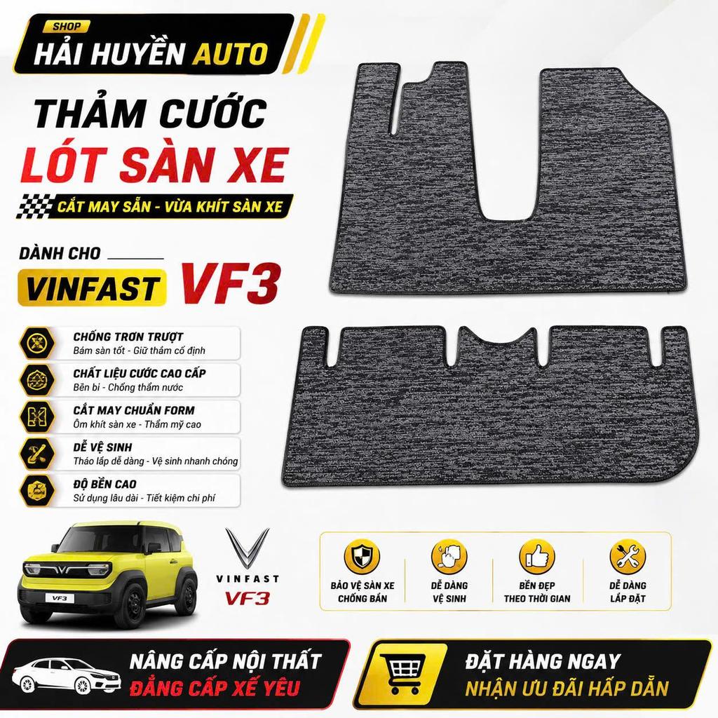 {VF3} Thảm lót sàn xe VF3 cắt may sẵn chuẩn theo form nguyên zin hỗ trợ bấm khuy ghế lái và ghế phụ