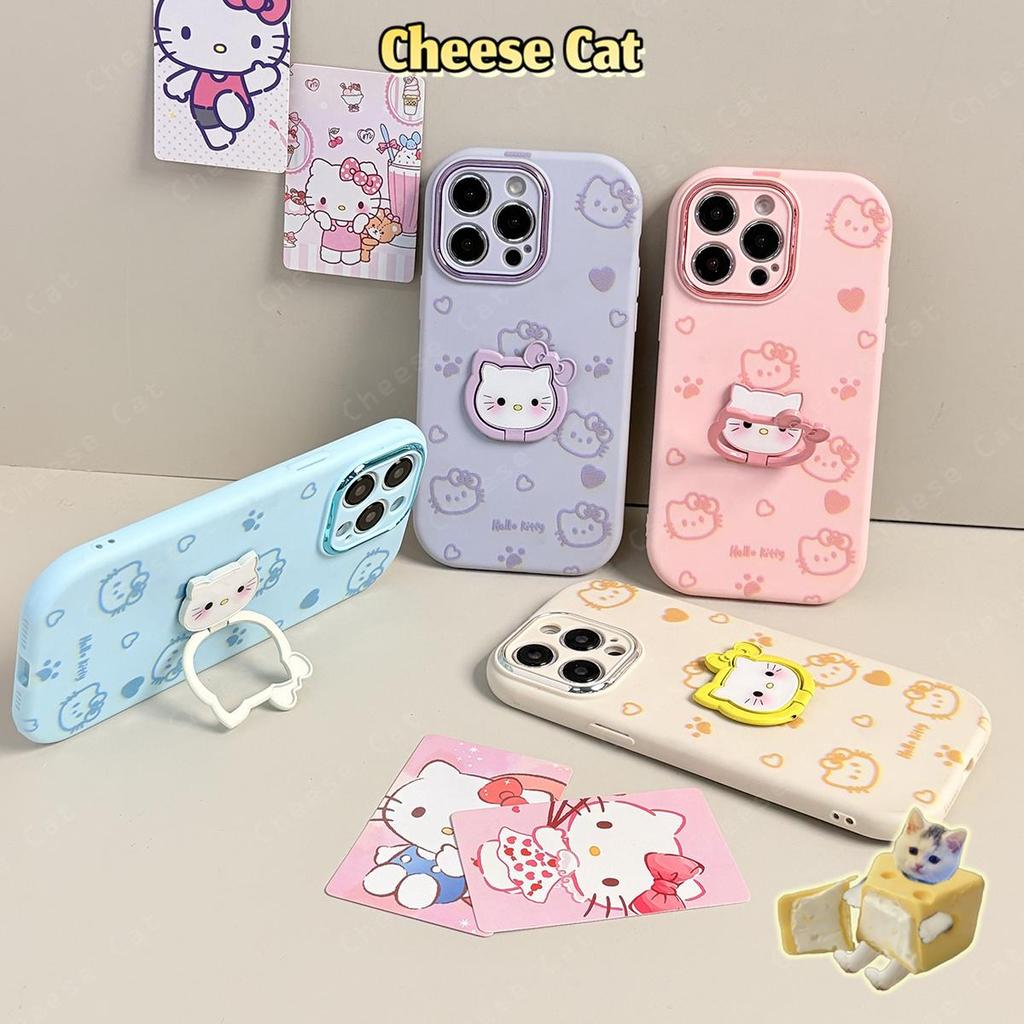 Ốp điện thoại Kitty kim loại có thể gập lại màu kẹo cho iPhone 12 11 15 14 13 16 17 Pro Max Xs Max XR 7 8