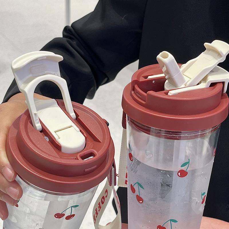 PlumHOUSE Học Sinh Anh Đào Bình Nước 580Ml Cốc Nhựa Ống Hút Đôi Cho Trường Học Văn Phòng Du Lịch Tập Luyện Bàn Sử Dụng VN