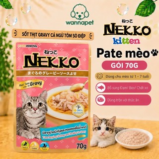 [Combo 6 Gói] Pate Nekko 70g Cho Mèo Thái Lan Chính Hãng Đủ Vị Thức Ăn Ướt - Wanna Pet