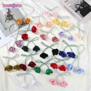 BORAGETE 10 Miếng Dán Hoa, Móc Trang Trí Handmade Hai Đầu Hoa Hồng, Ngọt Ngào DIY Thủ Công Nhân Tạo Hoa Hồng Nơ Hoa Túi Trang Trí