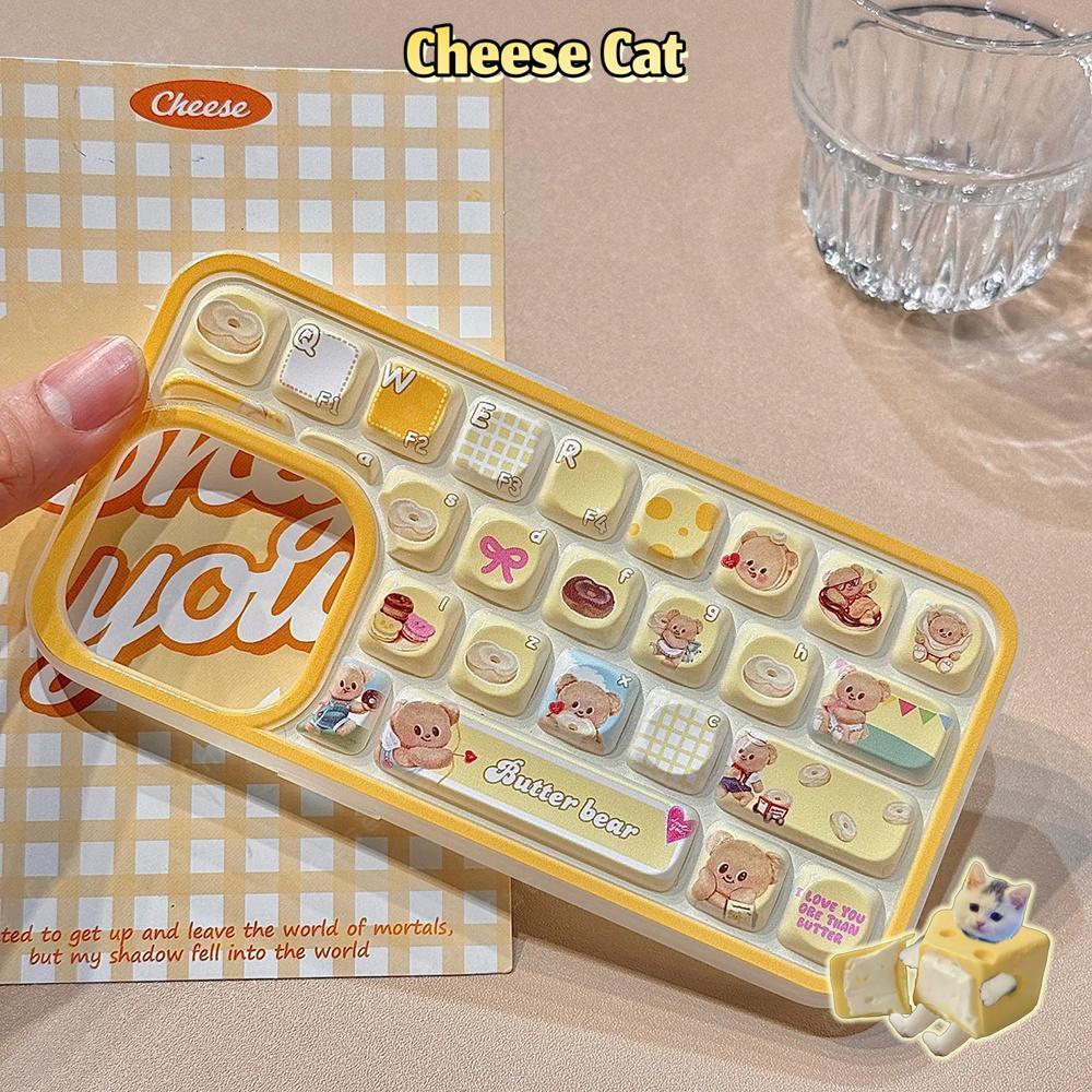 Bàn phím 3D Ốp điện thoại Creative Butter Bear cho iPhone 13 14 11 12 16 17 Pro Max Ốp điện thoại giảm căng thẳng