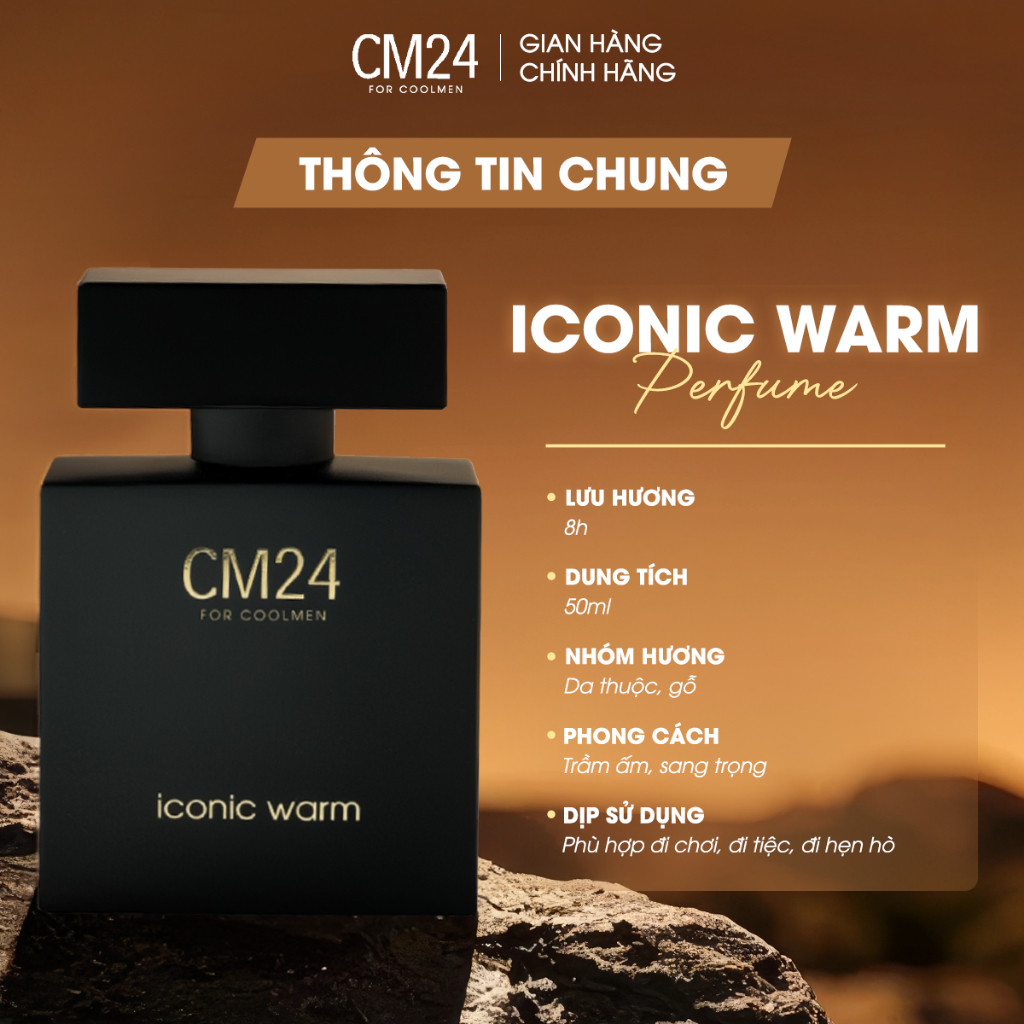 (HƯƠNG GỖ) Nước Hoa Nam CM24 ICONIC WARM Eau de Parfum Sang Trọng, Đẳng Cấp, Quyến Rũ, Lưu Hương Lâu - 50ml