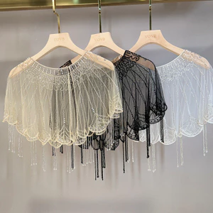 Cao Cấp Ánh Sáng Phong Cách Sang Trọng Tất Cả Trận Đấu Đính Hạt Tua Rua Khăn Choàng Có Sườn Xám Váy Cưới Bao Cánh Tay Bên Ngoài Phù Hợp Với Nữ