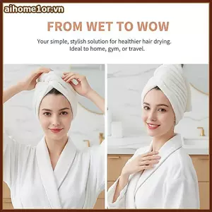 AIHOM Mũ Tóc Khô Khăn Trùm Đầu Siêu Thấm Hút Cho Qui Sấy Thier Thiết Kế Hoàn Hảo Sau Khi Tắm,