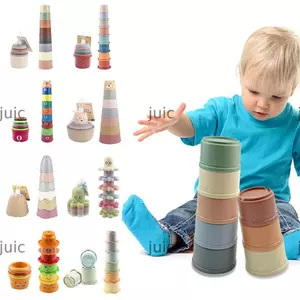 Cốc xếp chồng JUIC Tháp xếp chồng vui nhộn Quà tặng hấp dẫn Cốc cầu vồng vui nhộn