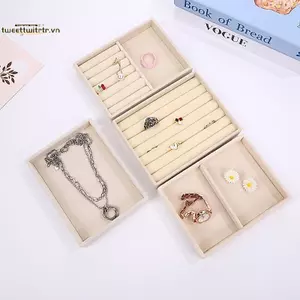 TRTR Nhung Trang Sức Khay Trưng Bày Với Nhiều Phần Cho Nhẫn Bông Tai Vòng Tay Nelaces Hộp Bảo Quản Hộp Đựng VN