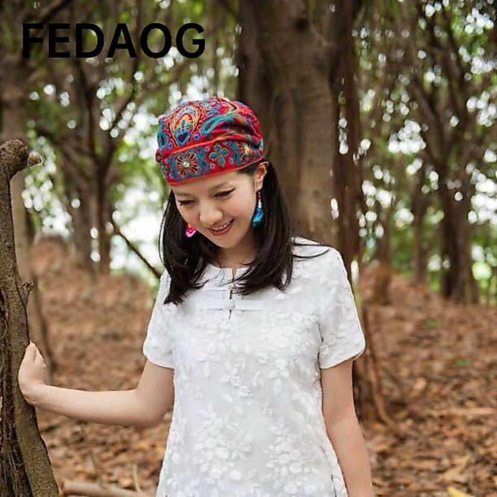 Mũ Turban FEDAOG, Phong Cách Mexico Dân Tộc Hoa Bandanas, Thời Trang Vintage Thêu Thoáng Khí Mũ Beanie Dành Cho Nữ