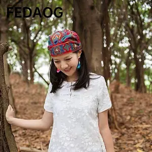 Mũ Turban FEDAOG, Phong Cách Mexico Dân Tộc Hoa Bandanas, Thời Trang Vintage Thêu Thoáng Khí Mũ Beanie Dành Cho Nữ