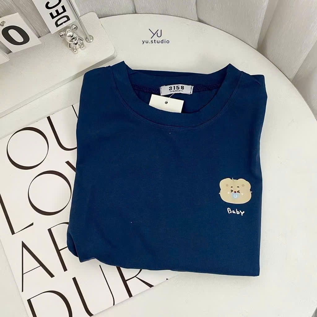 Áo thun nữ 3158 cotton khô, áo thun nam nữ form rộng mẫu- Gấu Baby -quanaounisex94