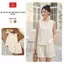 Bộ đồ nữ CARDINA chất liệu thô gió áo sát nách cổ tròn sẻ sau và quần đùi 6BGN02