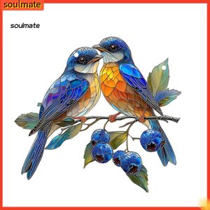 Linh hồn| Chống Thời Tiết Treo Mặt Trời Bắt Chim Chống Nắng 2d Acrylic Bluebird Treo Trang Trí Phong Cách Kính Màu Cửa Sổ Hiên Nhà Trang Trí Trong Nhà Ngoài Trời Chim Trang Trí Cho Gia Đình