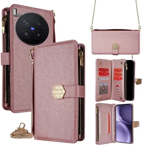 X300s X300 Ultra Leather Case cho Vivo X300 X100 X200 FE Ultra Pro mini X200s X100s 5G Flip Wallet Case có khe cắm thẻ dây đeo