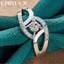 URMYLADY Bạc 925 Trái Tim Thiên Thần Zircon 7-10 # Nhẫn Nữ Cưới Quyến Rũ Đính Hôn Trang Sức Thời Trang