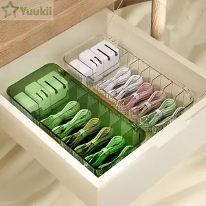 Hộp lưu trữ cáp YUUKII, Hộp dòng dữ liệu 7 lưới bằng nhựa, trong suốt có nắp Bộ sạc Quản lý máy tính để bàn