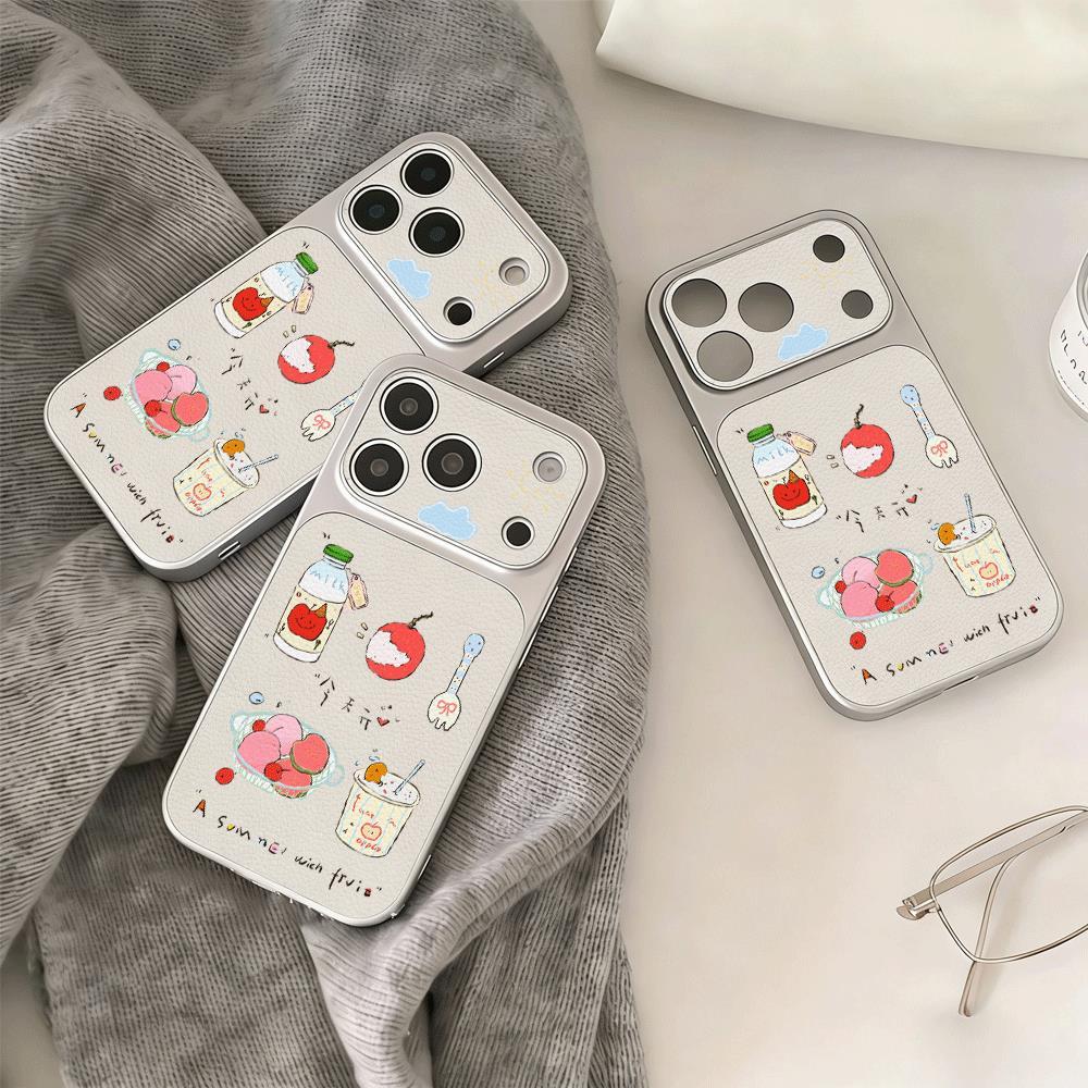 Mùa hè trái cây đồ uống vẽ tay cho trường hợp iPhone 17promax 161514plus 1312pro