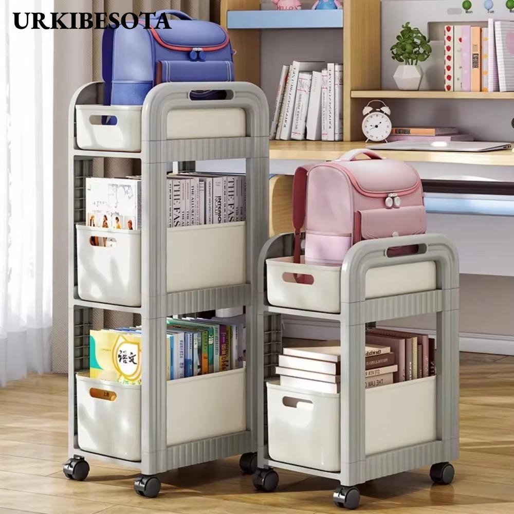 URKIBESOTA Xe đẩy lưu trữ kệ sách Xe đẩy lưu trữ lăn 4 bánh sức chứa lớn Giá lưu trữ nhiều lớp