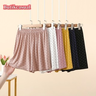 Quần short nữ in hình modal mùa hè eo cao Quần ngắn ống rộng bộ đồ ngủ mới mỏng co giãn thoáng khí quần short