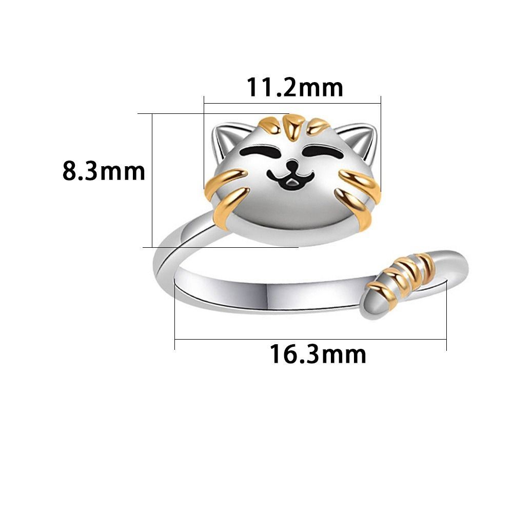 Nhẫn Spinner SENRTY Fidget, Nhẫn Mèo Con Hoạt Hình Dễ Thương Có Thể Điều Chỉnh, Bạc Bền Động Vật Kim Loại Xoay Tự Do Nhẫn Nữ Cô Gái