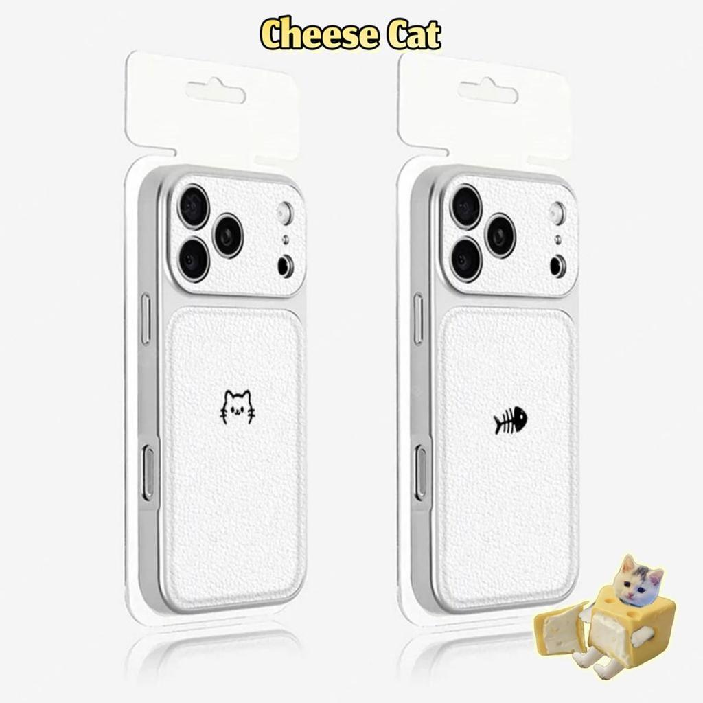 Đổi thành 17 Pro Max Ốp điện thoại da cá mèo đơn giản cho iPhone 13 14 15 16 12 11 17 Pro Max Xs XR