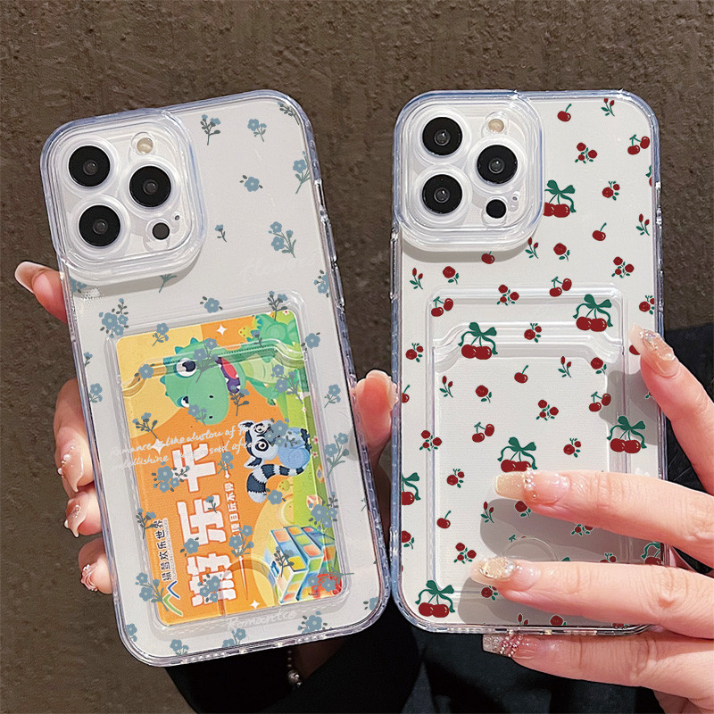 Ốp Lưng Có Đựng Thẻ Cho Samsung Galaxy A57 A02 A03 A04 A03S A05 A05S A06 A07 A17 A12 13 A14 A15 A16 A20 A22 A34 A54 A31A32 A35 A33 A50 A51 A52 A55 A56 A70 Hoa Màu Xanh Nhạt