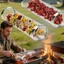 Giỏ nướng bằng thép không gỉ PYCOU, Lồng nướng BBQ cán bằng thép không gỉ di động nhẹ, cấp thực phẩm Phân phối nhiệt Giá nướng lưới xi lanh chống gỉ