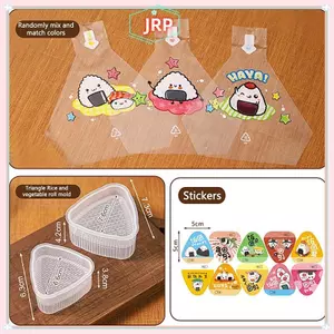 JRP 50 Chiếc Hoạt Hình Cho Tam Giác Cơm Bóng Túi Đựng Nori Onigiri Túi Sushi Với 2 Khuôn Onigiri Và 50 Stiers Khuôn Làm Sushi JRP