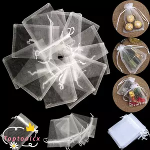 TOPTOOLCX 25 / 50 Chiếc Organza Gạc Sachet Trang Sức Đóng Gói Đám Cưới Túi Trắng Vẽ Được