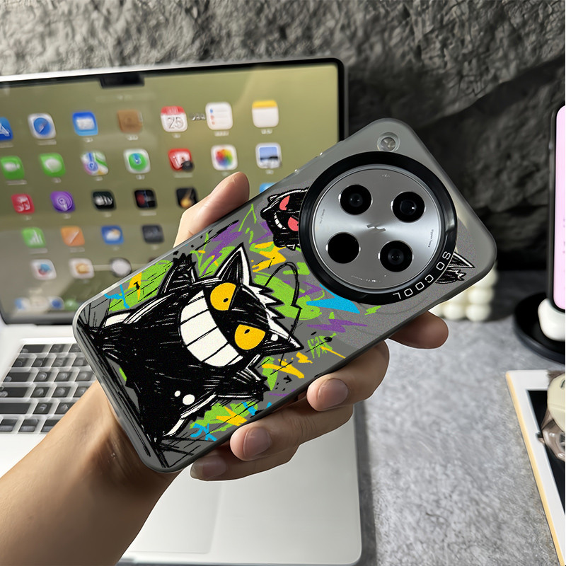Dành cho Oppo Find X9 Ultra X9 Pro X8 Pro X7 Ultra Reno 15 Pro 15F 14F 13F “Graffiti Gengar ” Vỏ điện thoại cứng mờ Micro / Vỏ Oppo chống sốc viền mềm