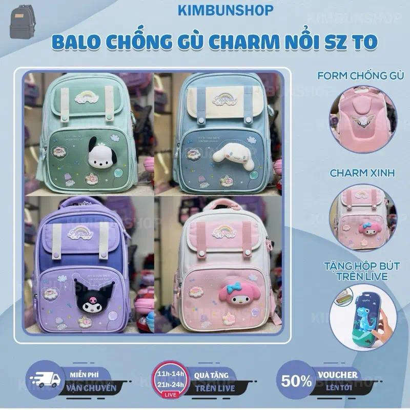 (TẶNG HỘP BÚT) Balo CHARM nổi xịn size 40cm chống gù, chống nước, siêu nhẹ cho các bé từ 18kg -Kimbunshop52