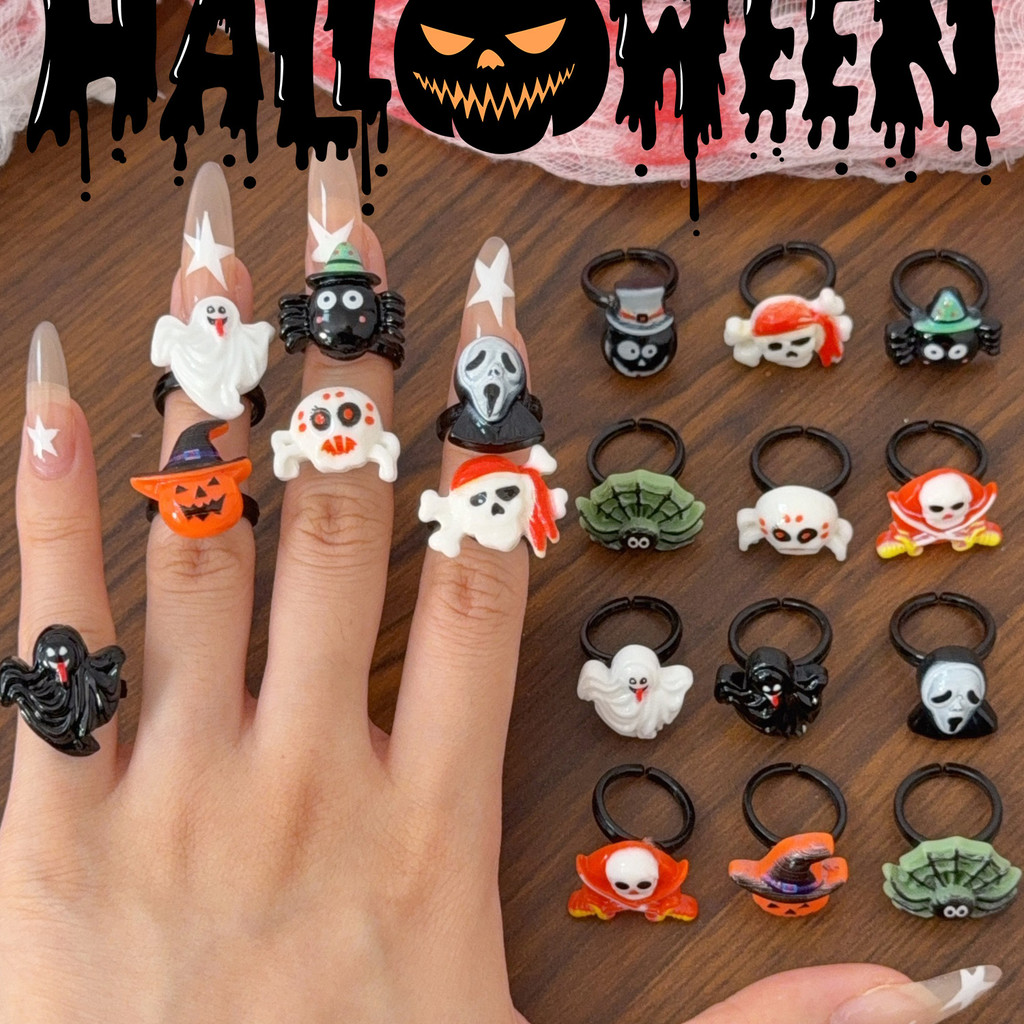 1-3 Bộ Hộp Quà Halloween Kèm Nhẫn Nhựa DIY - Bộ Thủ Công Đầu Lâu Ma Quái Cho Hoạt Động Nhóm Trẻ Em, Vật Liệu Nhựa An Toàn & Thiết Kế Sẵn Sàng Chia Sẻ