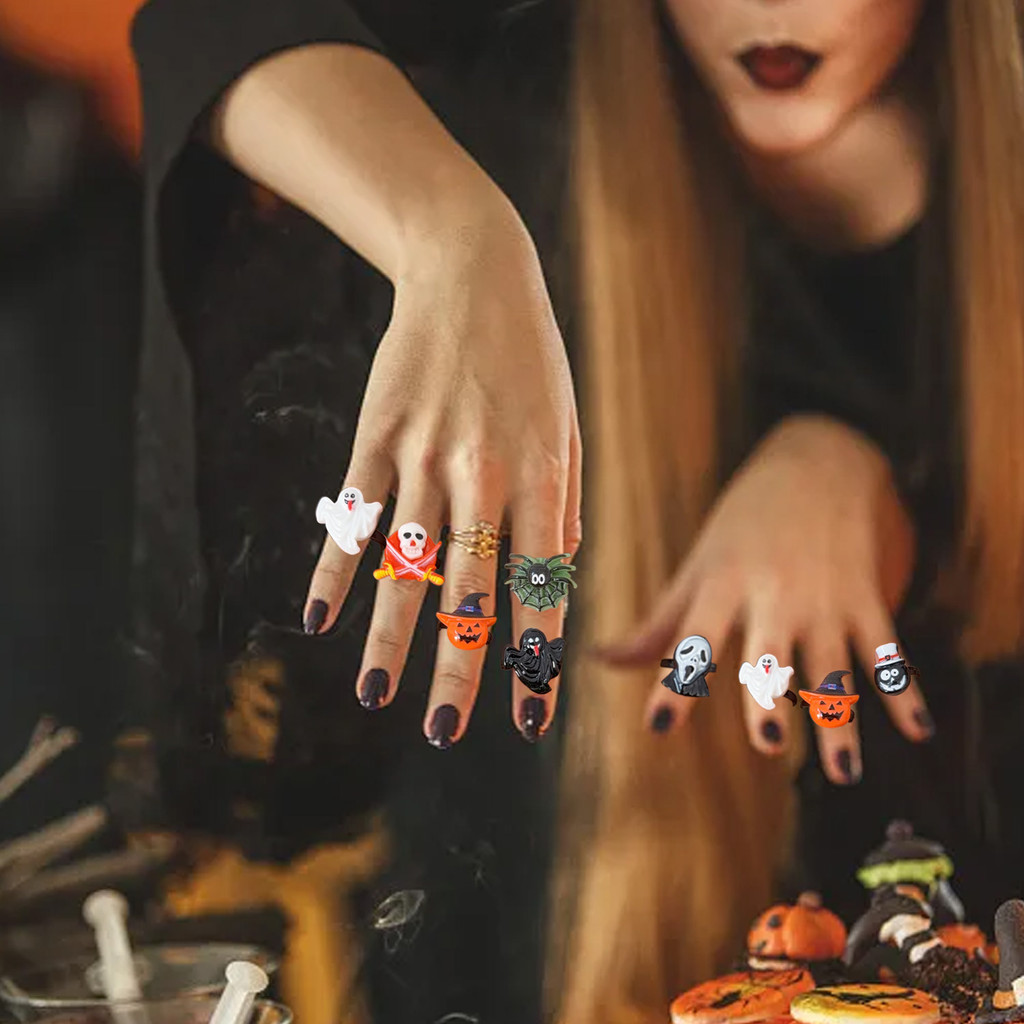 1-3 Bộ Hộp Quà Halloween Kèm Nhẫn Nhựa DIY - Bộ Thủ Công Đầu Lâu Ma Quái Cho Hoạt Động Nhóm Trẻ Em, Vật Liệu Nhựa An Toàn & Thiết Kế Sẵn Sàng Chia Sẻ