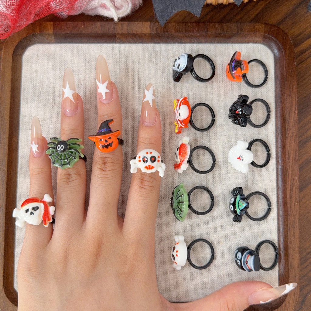 1-3 Bộ Hộp Quà Halloween Kèm Nhẫn Nhựa DIY - Bộ Thủ Công Đầu Lâu Ma Quái Cho Hoạt Động Nhóm Trẻ Em, Vật Liệu Nhựa An Toàn & Thiết Kế Sẵn Sàng Chia Sẻ