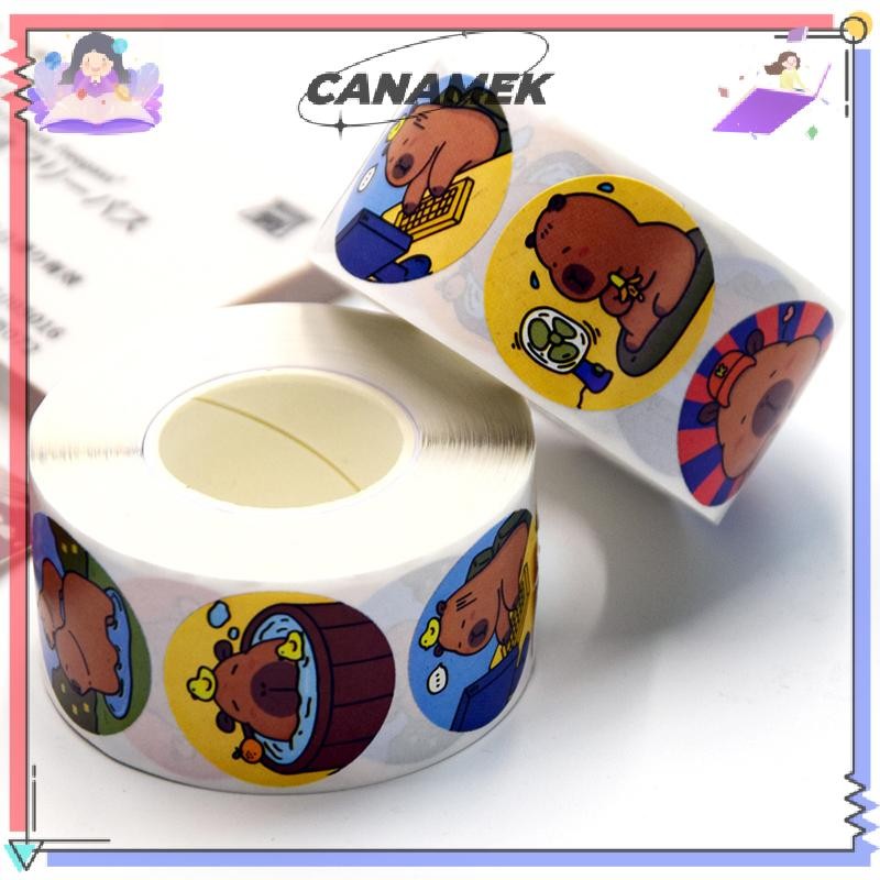 CANAMEK 500 Cái / cuộn Hoạt Hình Đáng Yêu Capybara Động Vật Dán Phần Thưởng Dễ Thương Miếng Dán Notebook Vali Laptop Dán Decal CSF