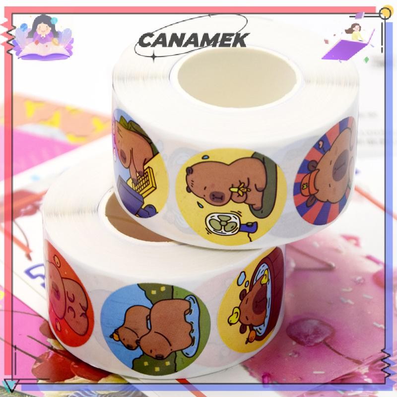 CANAMEK 500 Cái / cuộn Hoạt Hình Đáng Yêu Capybara Động Vật Dán Phần Thưởng Dễ Thương Miếng Dán Notebook Vali Laptop Dán Decal CSF