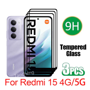 3 Phim Kính Cường Lực Cho Redmi 15 4G 5G 2025 Full Cover Gobal Bảo Vệ Màn Hình Kính Mặt Sau