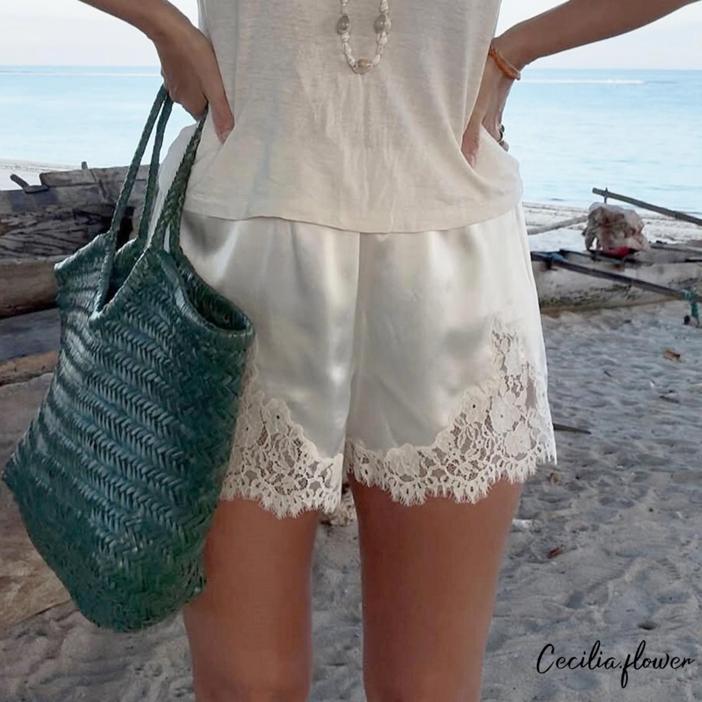 Quần nữ ống rộng viền ren, cạp cao - Phong cách boho phù hợp văn phòng