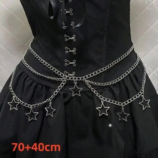 Dây thắt lưng nữ NECKLACEMASK, Dây chuyền váy ngôi sao năm cánh Punk Goth, Phụ kiện trang trí mặt trăng Y2K