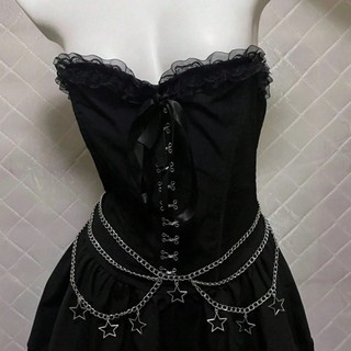 Dây thắt lưng nữ NECKLACEMASK, Dây chuyền váy ngôi sao năm cánh Punk Goth, Phụ kiện trang trí mặt trăng Y2K