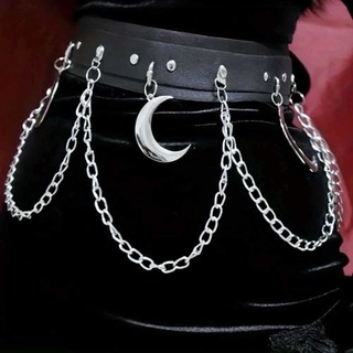 Dây thắt lưng nữ NECKLACEMASK, Dây chuyền váy ngôi sao năm cánh Punk Goth, Phụ kiện trang trí mặt trăng Y2K