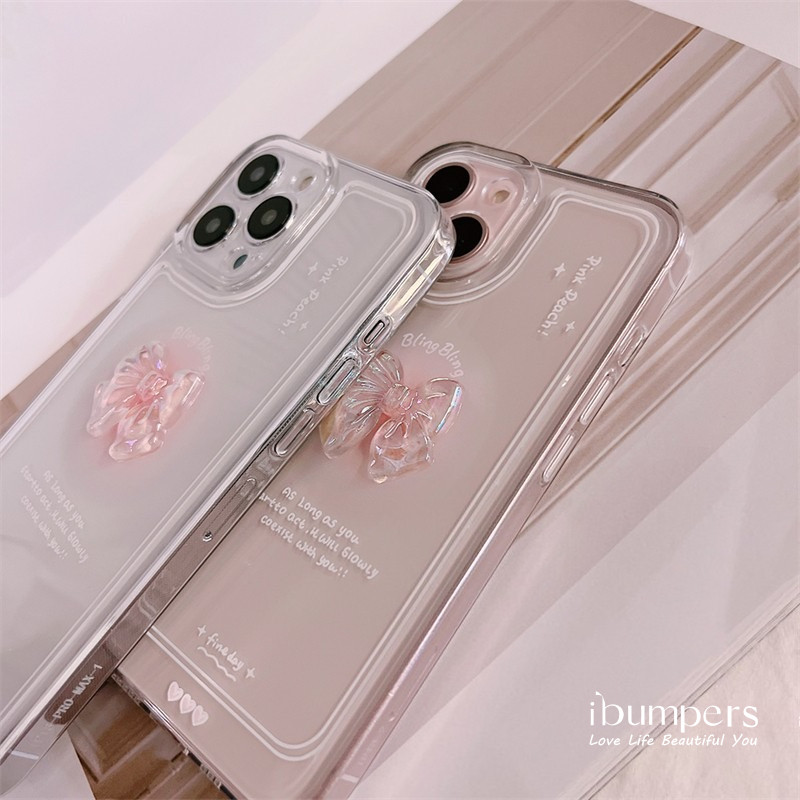 ibumpers Ốp Điện Thoại iPhone INS Sweet 3D Pink Bow Cho IPhone 16 15 14 13 12 11 Pro Max IP 7 8 Plus X XS XR Xs Max TPU Mềm Chống Sốc Ốp Lưng