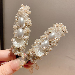 Kẹp tóc cánh hoa ngọc trai thời trang Hàn Quốc, thiết kế cổ điển với kẹp mỏ vịt cao cấp